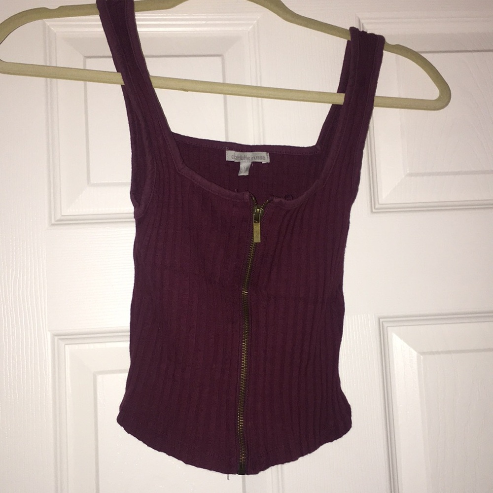 Maroon zip up cop top